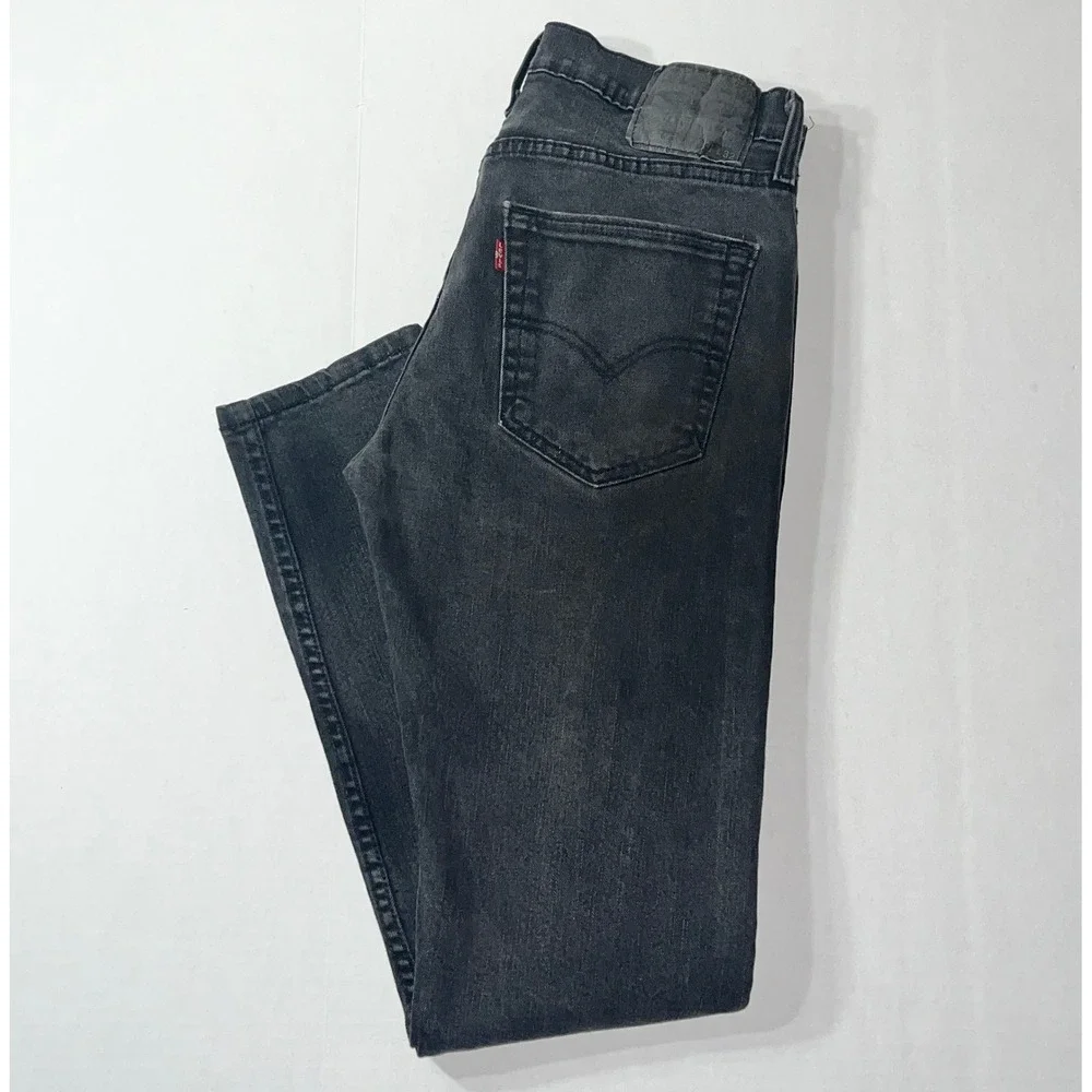 Levis 512 Jeans Mens 31x32 Washed Black Denim Slim Taper Fit Biker Punk Grunge